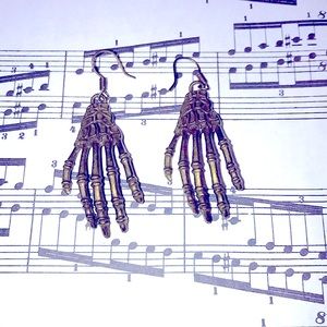 Antique brass skeleton earrings